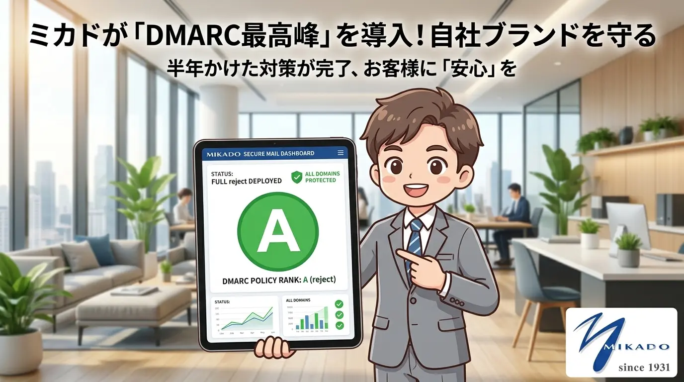 ミカドがDMARCポリシー「reject」を目指した理由を紹介した記事のアイキャッチ画像