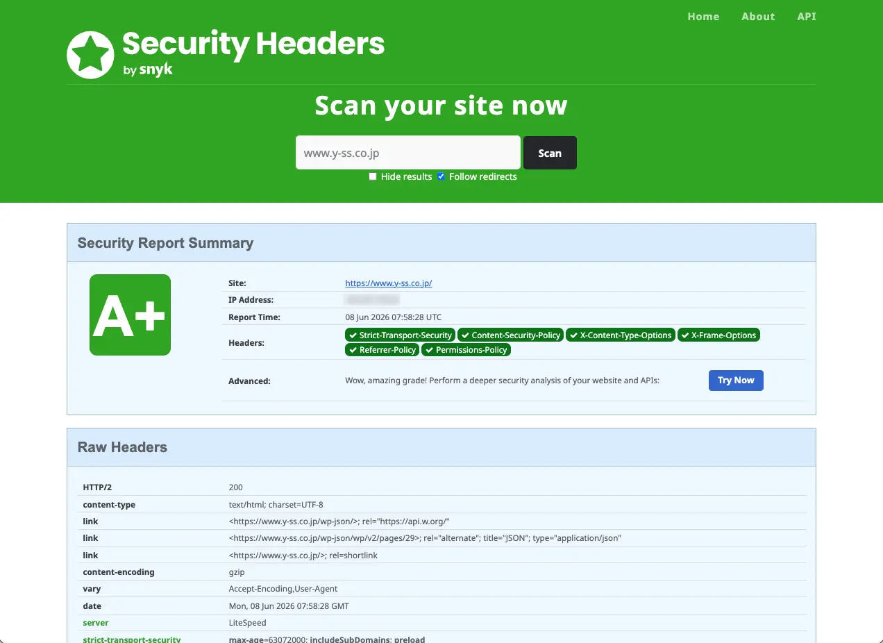 securityheaders A+